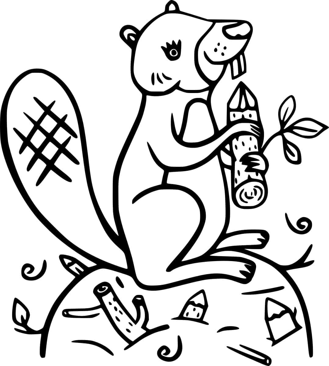 Gratis print Bæver Tegninger til Farvelægning