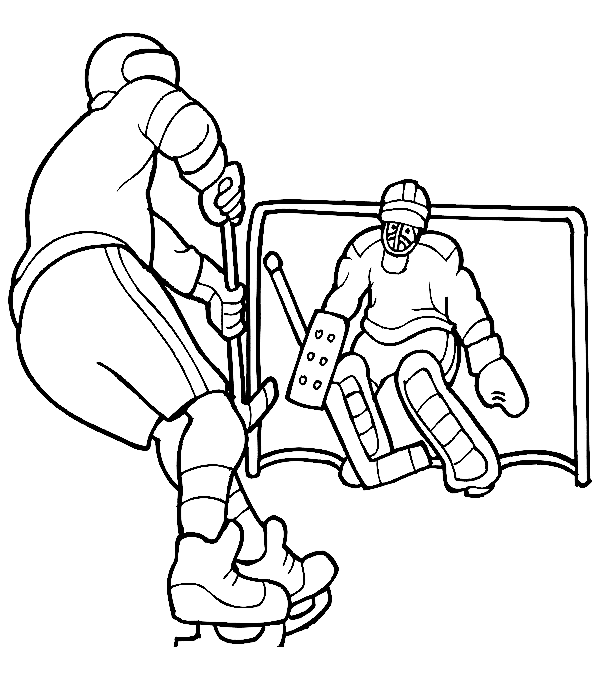 Målmand og hockeyspiller Tegninger til Farvelægning