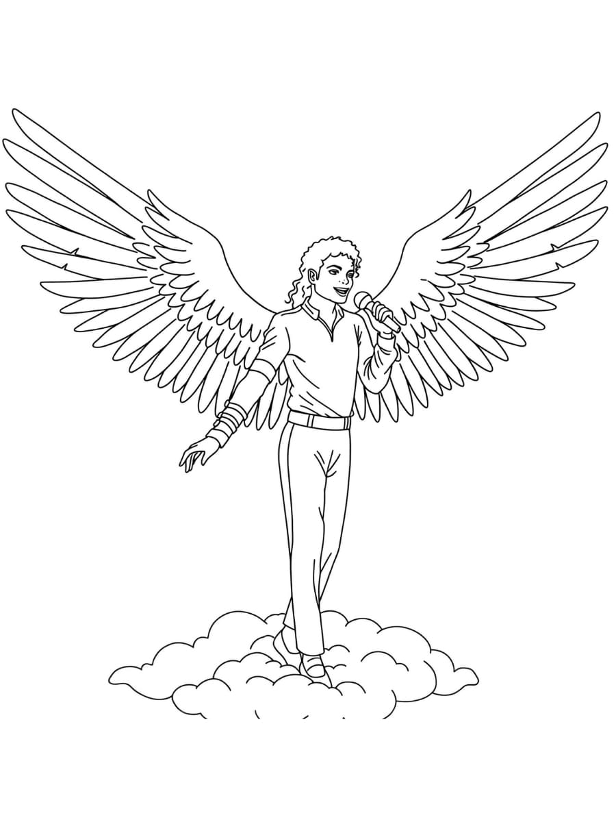 Michael Jackson med vinger Tegninger til Farvelægning