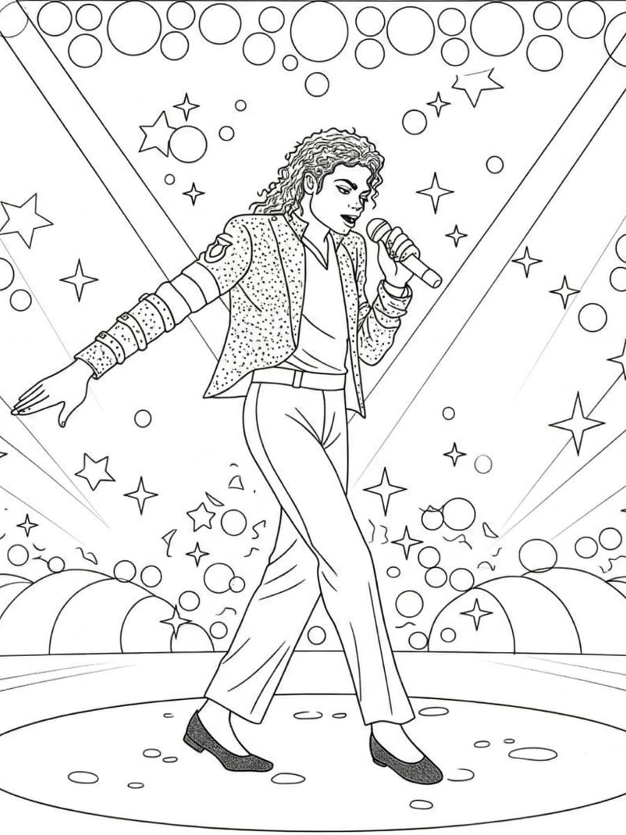 Michael Jackson synger Tegninger til Farvelægning