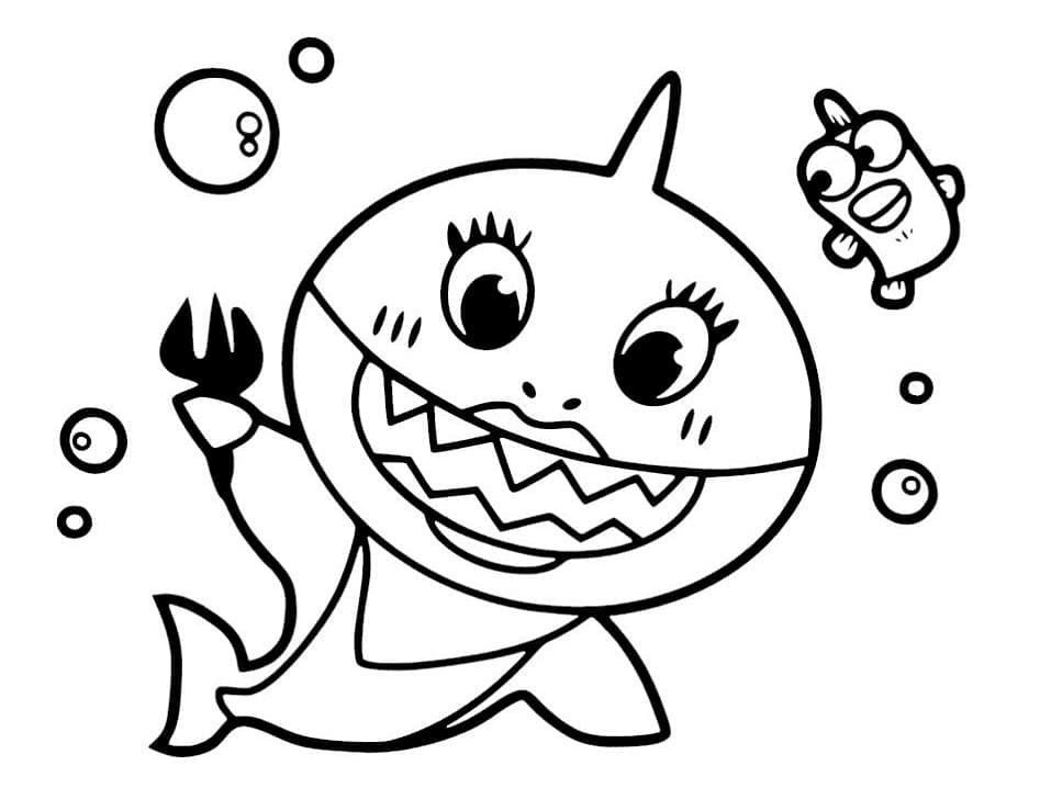 Mommy Shark Tegninger til Farvelægning