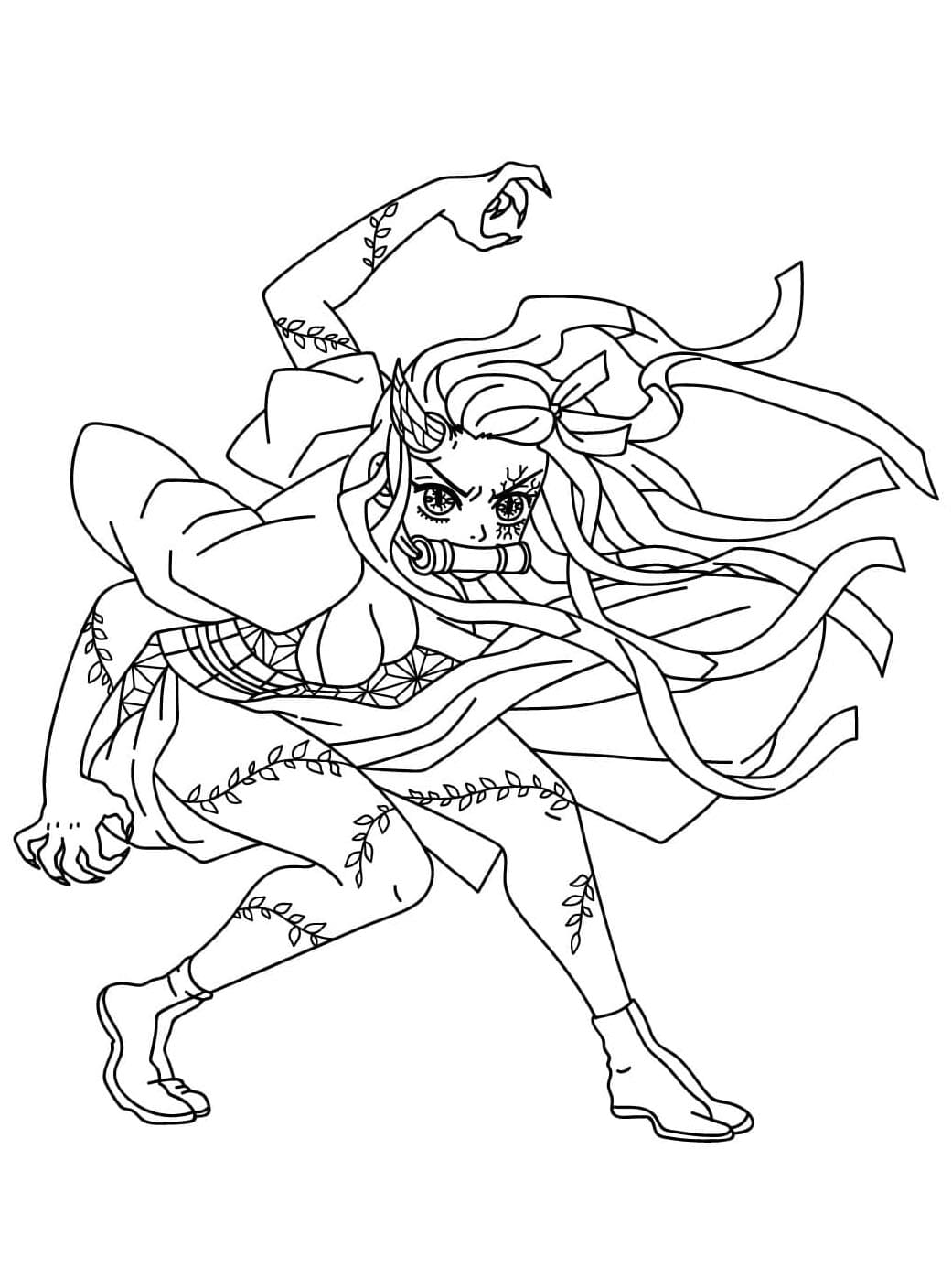 Nezuko Demon Tegninger til Farvelægning