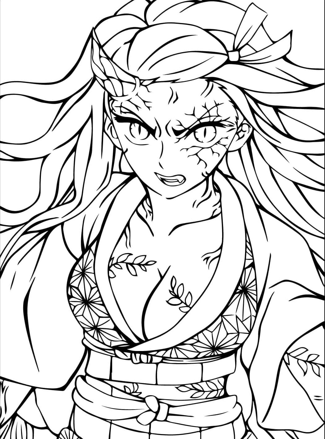 Nezuko er vred Tegninger til Farvelægning