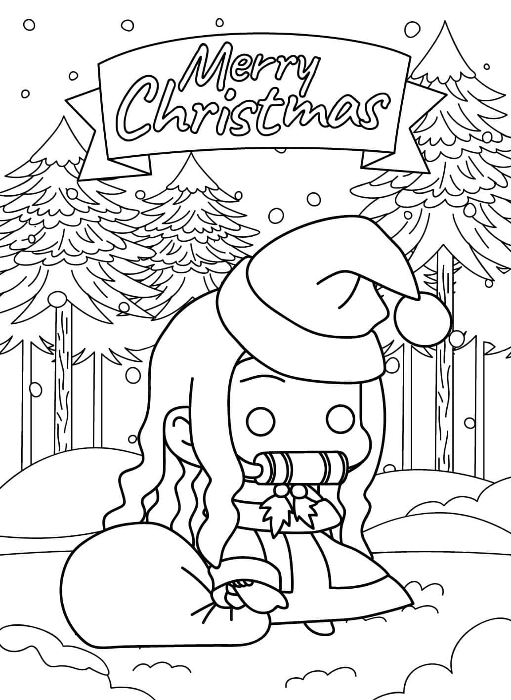 Nezuko i julen Tegninger til Farvelægning