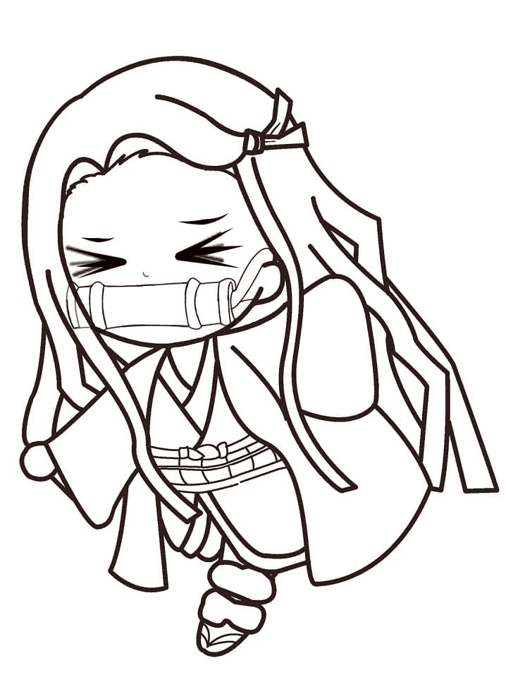 Nezuko kawaii Tegninger til Farvelægning