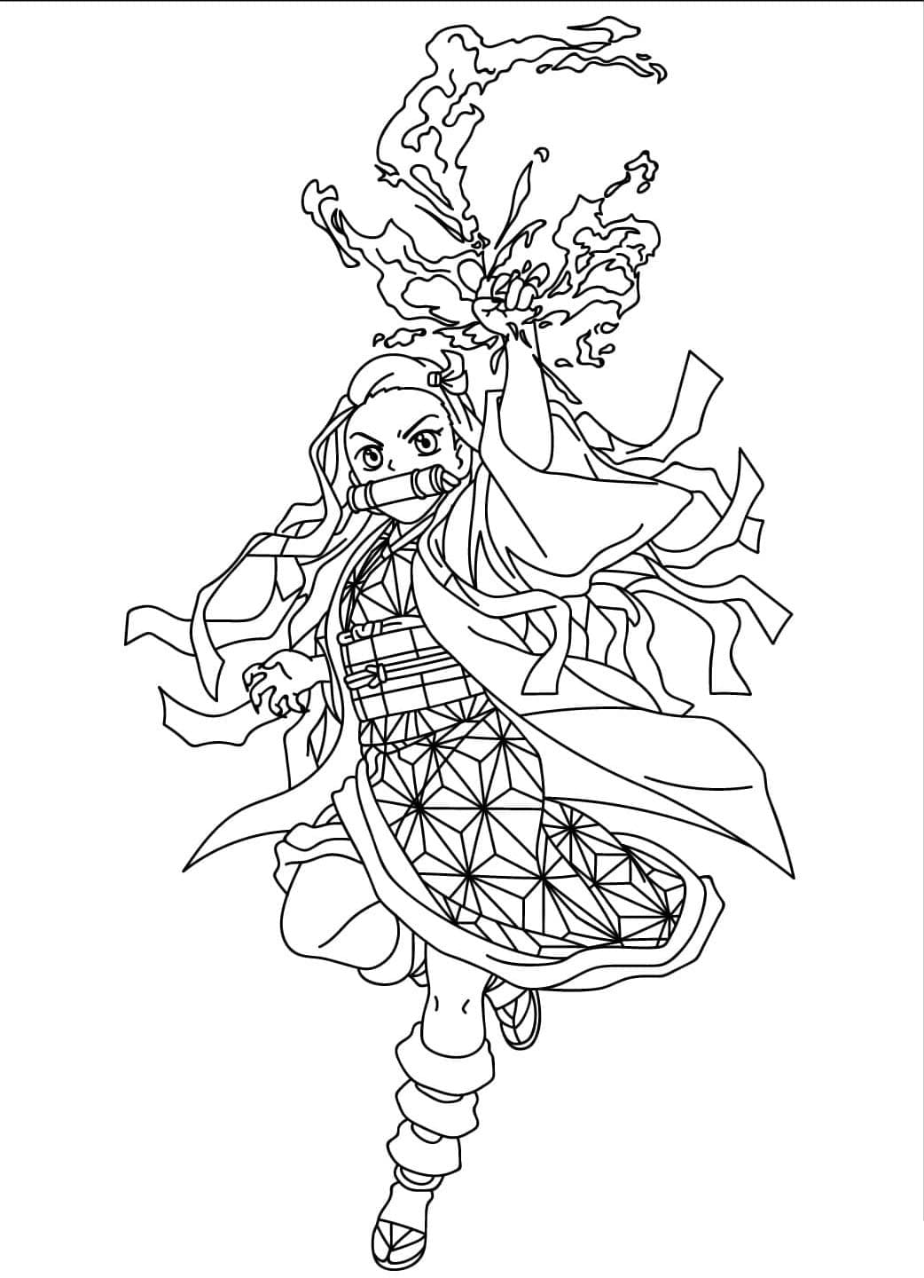 Nezuko og hendes magt Tegninger til Farvelægning