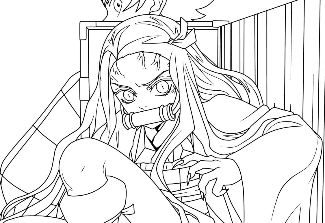 Ond Kamado Nezuko Tegninger til Farvelægning