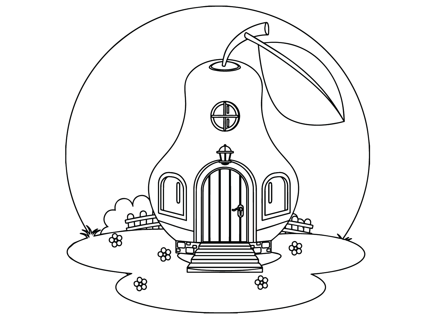 Pærehus Tegninger til Farvelægning