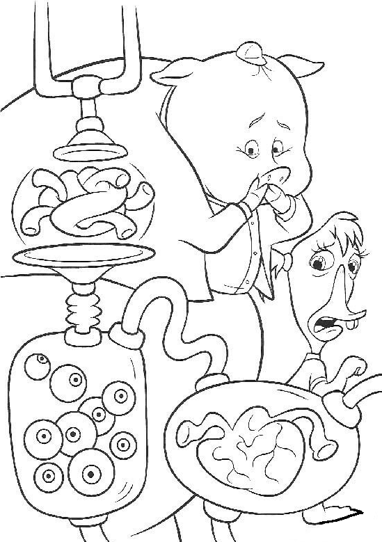 Runt og Abbey i laboratoriet Tegninger til Farvelægning