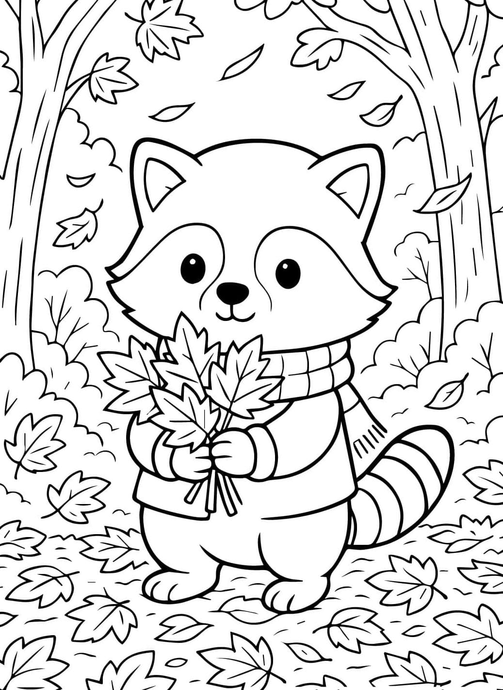 Skovdyr Vaskebjørn Tegninger til Farvelægning