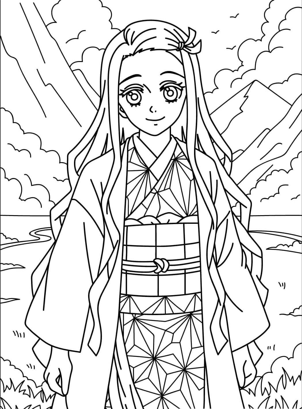 Smuk Nezuko Tegninger til Farvelægning