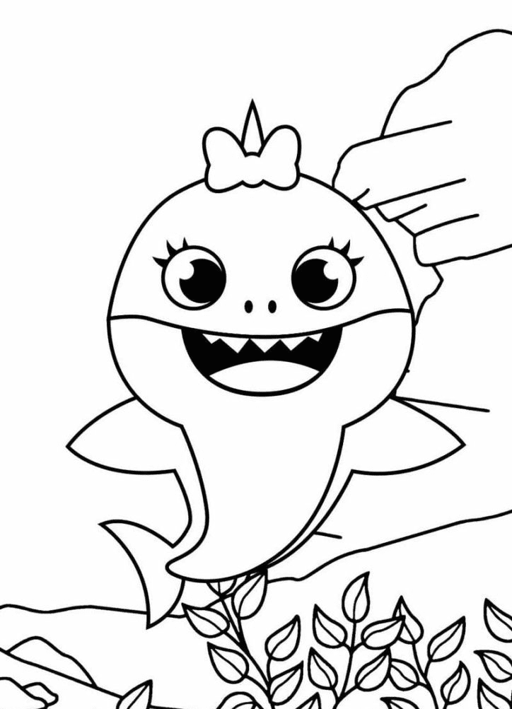 Sød Baby Shark Tegninger til Farvelægning