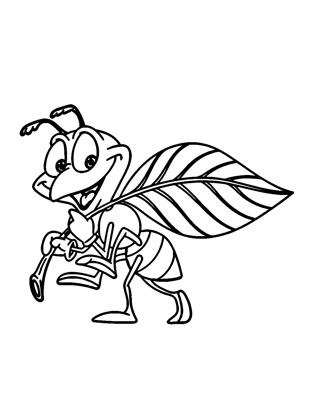 Sød myre med blad Tegninger til Farvelægning