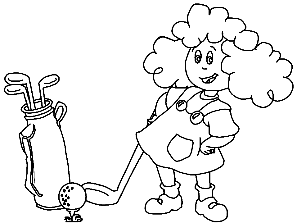 Søt jente som spiller golf Tegninger til Farvelægning