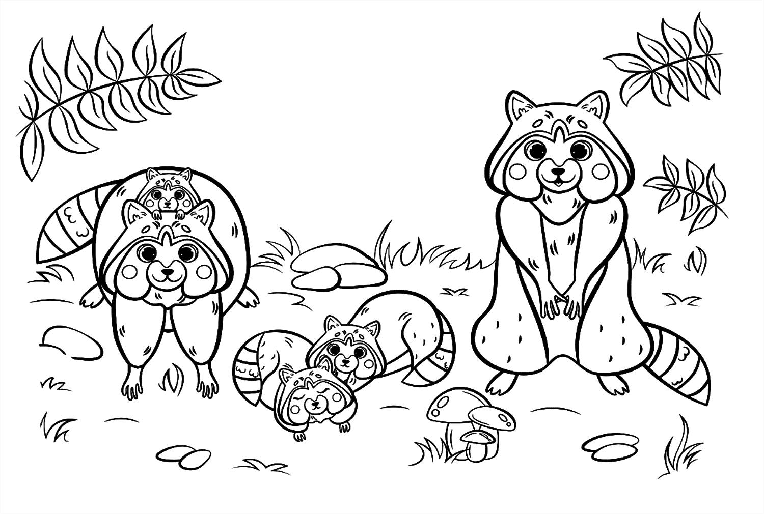 Tegneserie vaskebjørnfamilie Tegninger til Farvelægning