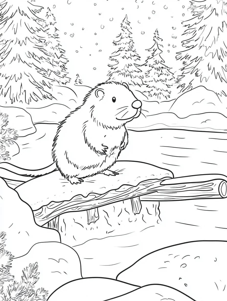 Tegning af bæver Tegninger til Farvelægning