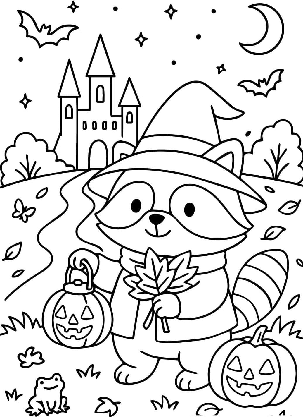 Vaskebjørn og Halloween Tegninger til Farvelægning