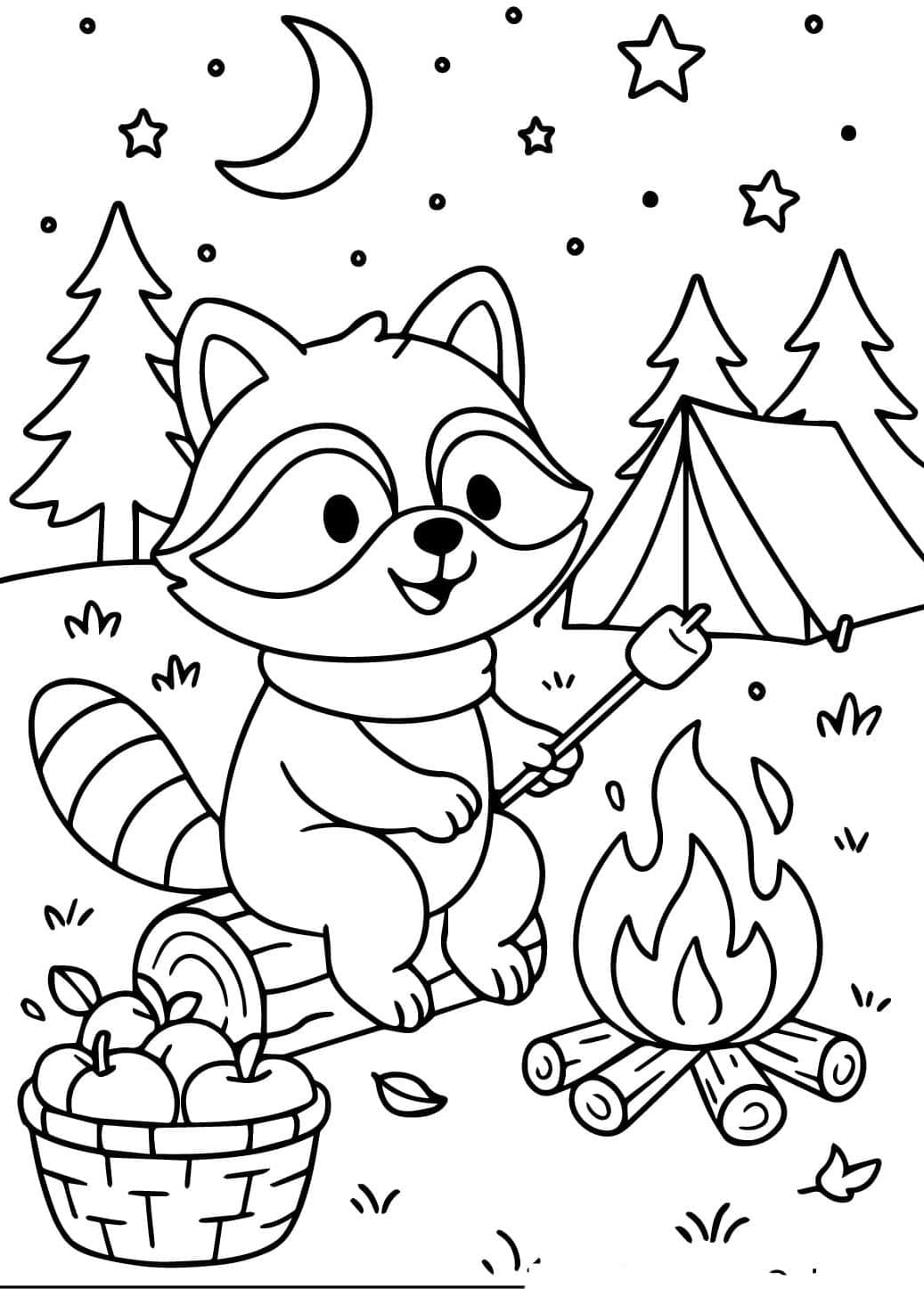 Vaskebjørnecamping Tegninger til Farvelægning