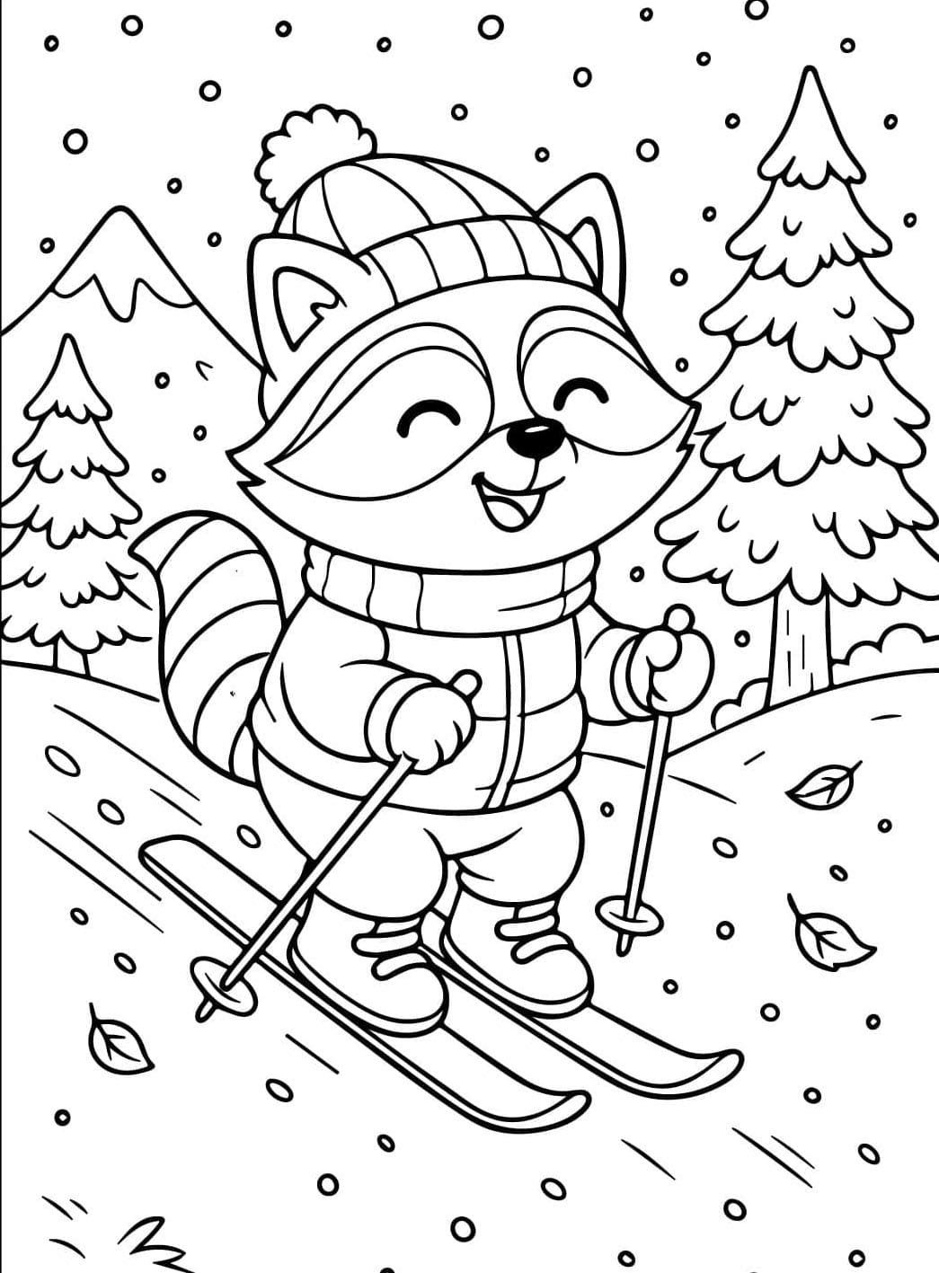 Vaskebjørneskiløb Tegninger til Farvelægning