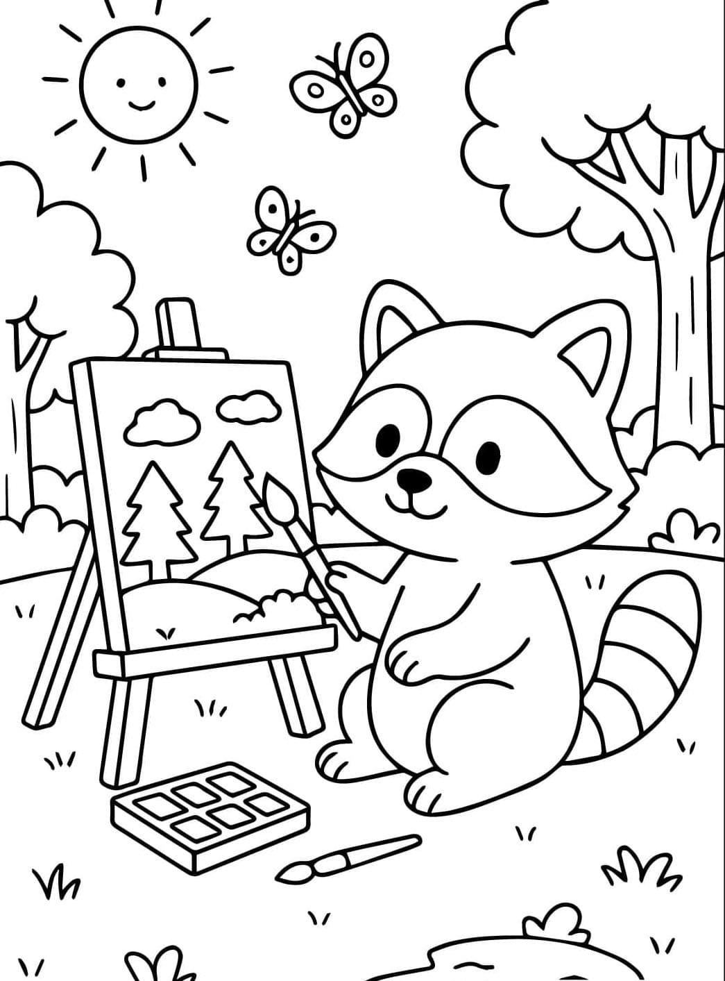 Vaskebjørnetegning Tegninger til Farvelægning