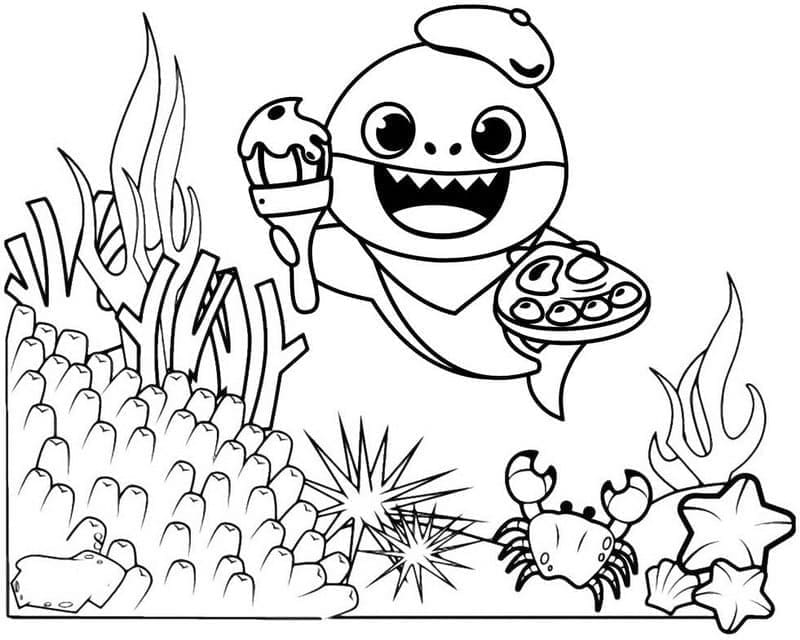 Yndig Baby Shark Tegninger til Farvelægning