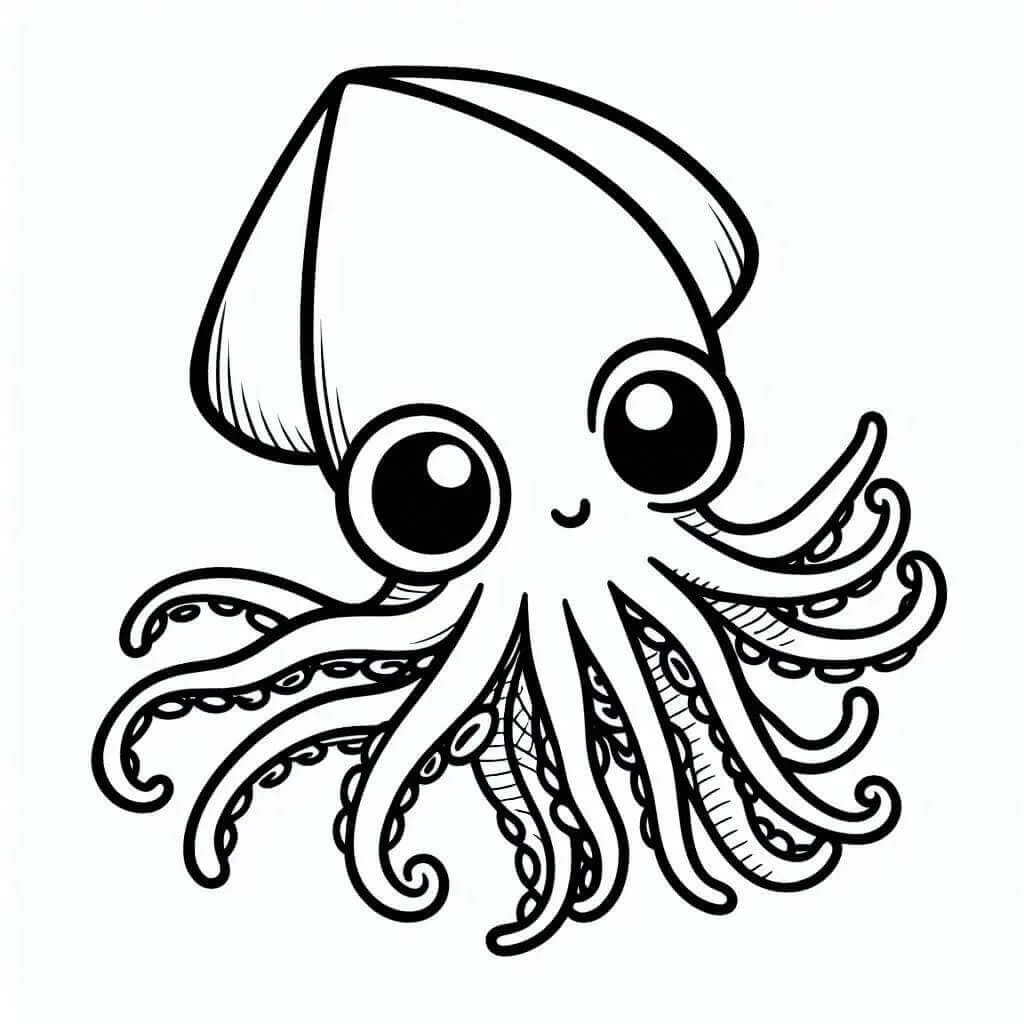 Dejlig blæksprutte Tegninger til Farvelægning