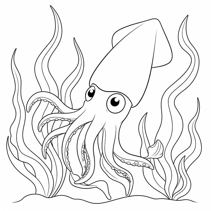 Kæmpe blæksprutte Tegninger til Farvelægning
