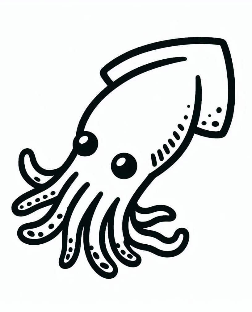 Meget simpel blæksprutte Tegninger til Farvelægning