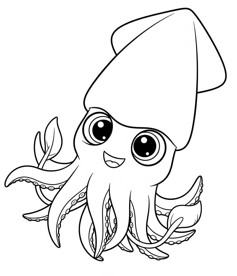 Tegneserieblæksprutte Tegninger til Farvelægning