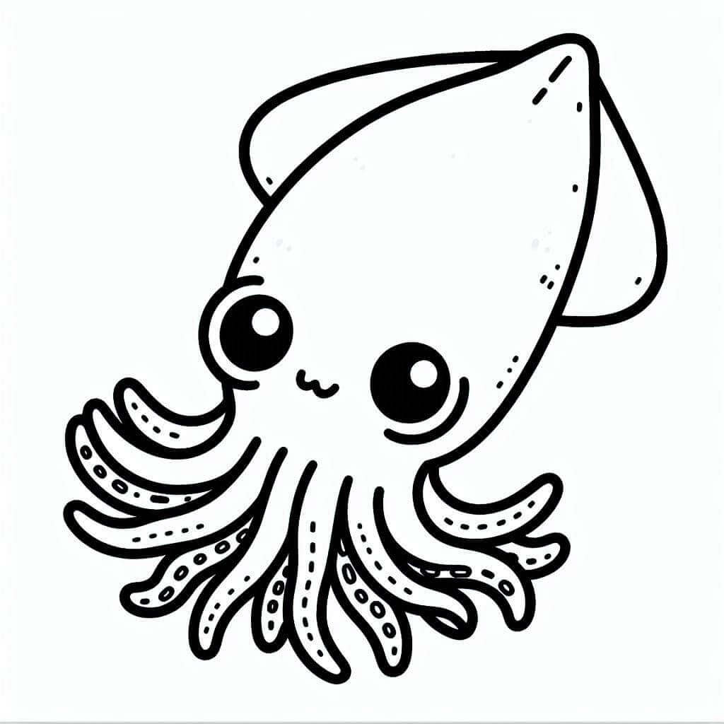 Venlig blæksprutte Tegninger til Farvelægning