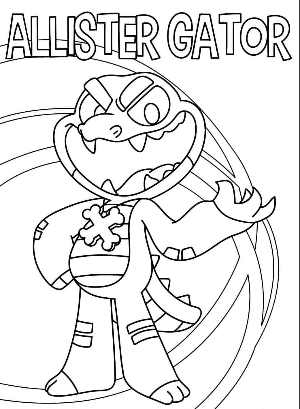 Allister Gator fra Nightmare Critters Tegninger til Farvelægning