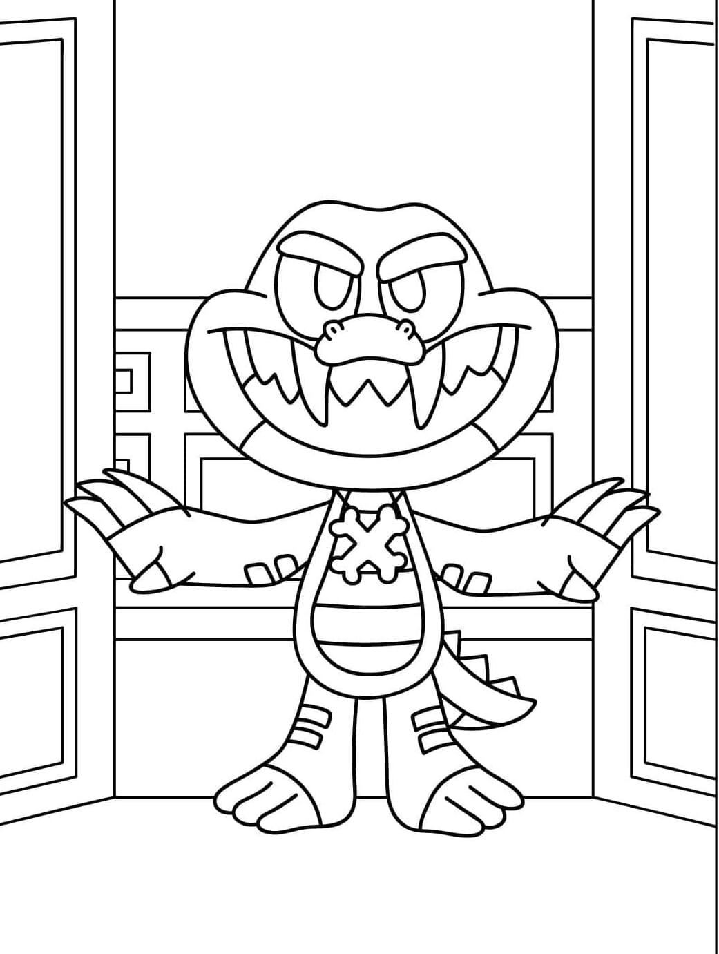 Allister Gator griner skræmmende Tegninger til Farvelægning