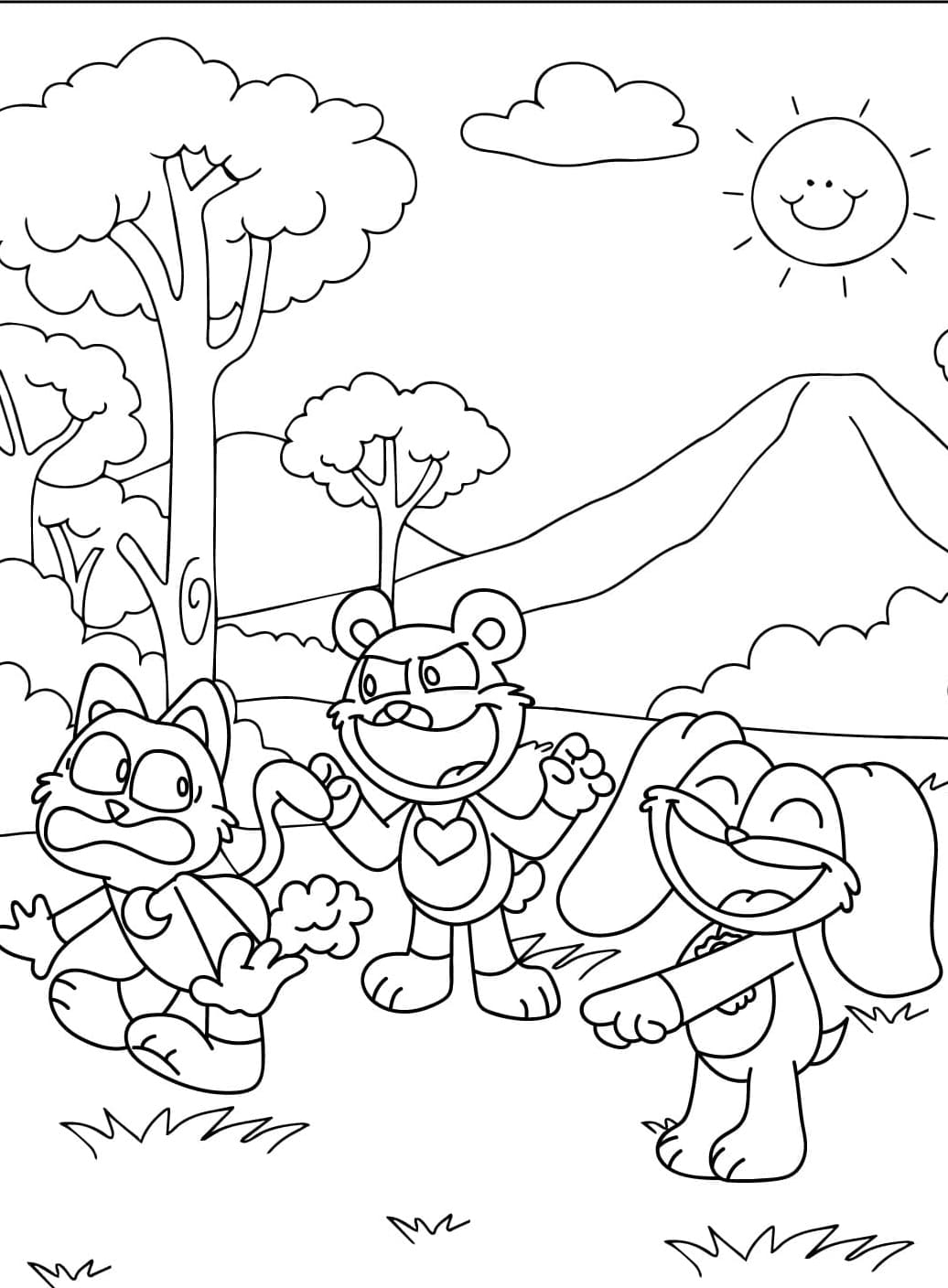 Bobby BearHug, CatNap og DogDay Tegninger til Farvelægning