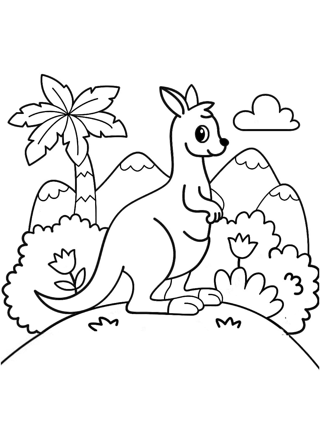 Dejlig kænguru Tegninger til Farvelægning