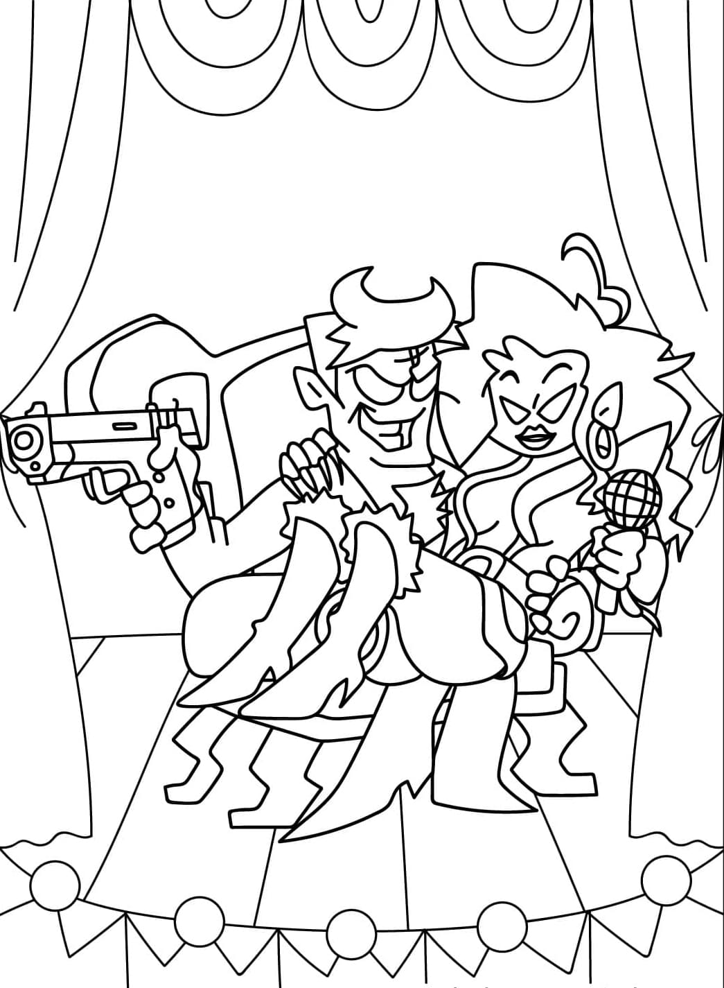 Friday Night Funkin til børn Tegninger til Farvelægning