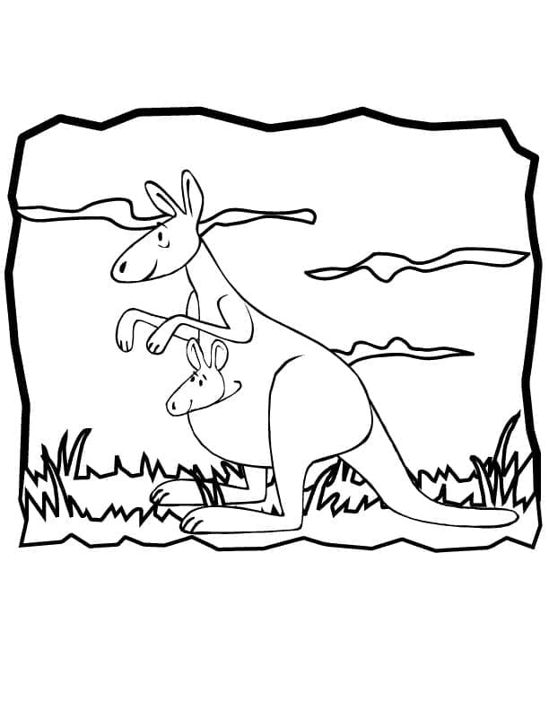 Gratis kænguruer Tegninger til Farvelægning