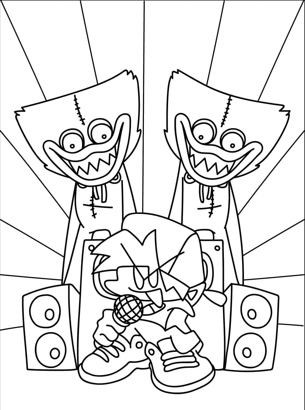 Huggy Wuggy Friday Night Funkin Tegninger til Farvelægning