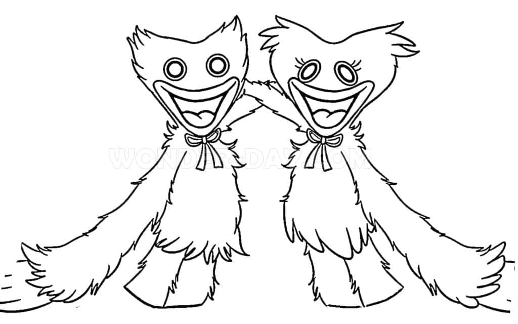 Kissy Missy omfavne Huggy Wuggy Tegninger til Farvelægning