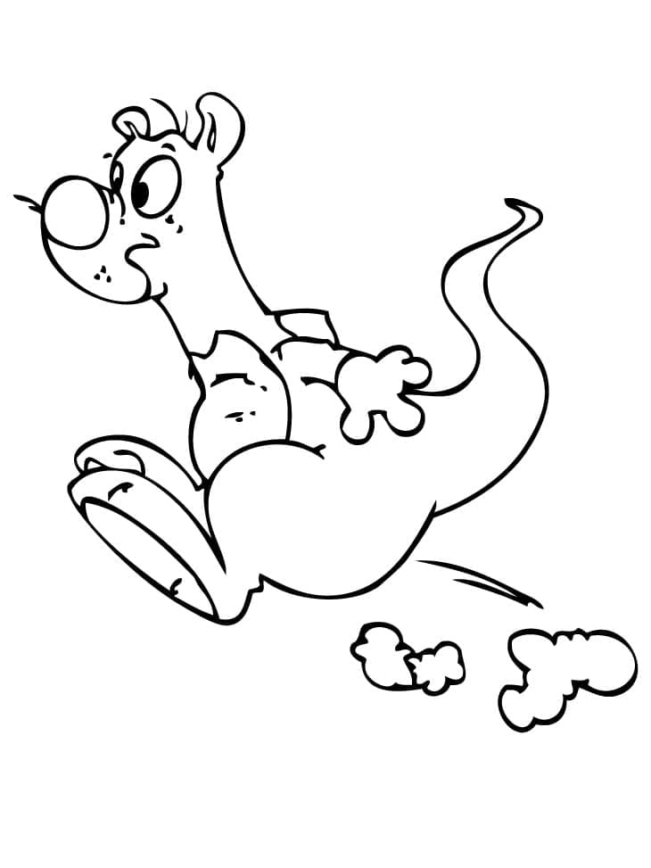 Løbende kænguru Tegninger til Farvelægning