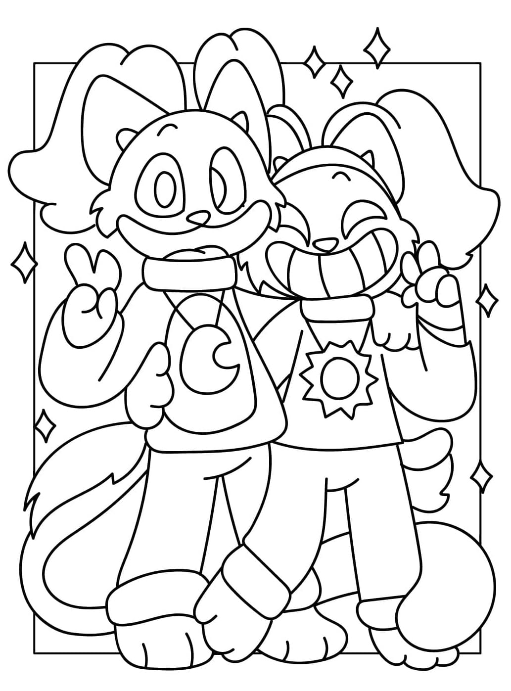 Lykkelig Smiling Critters Tegninger til Farvelægning