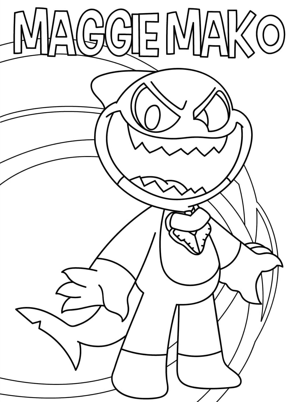 Maggie Mako Fra Nightmare Critters Tegninger til Farvelægning