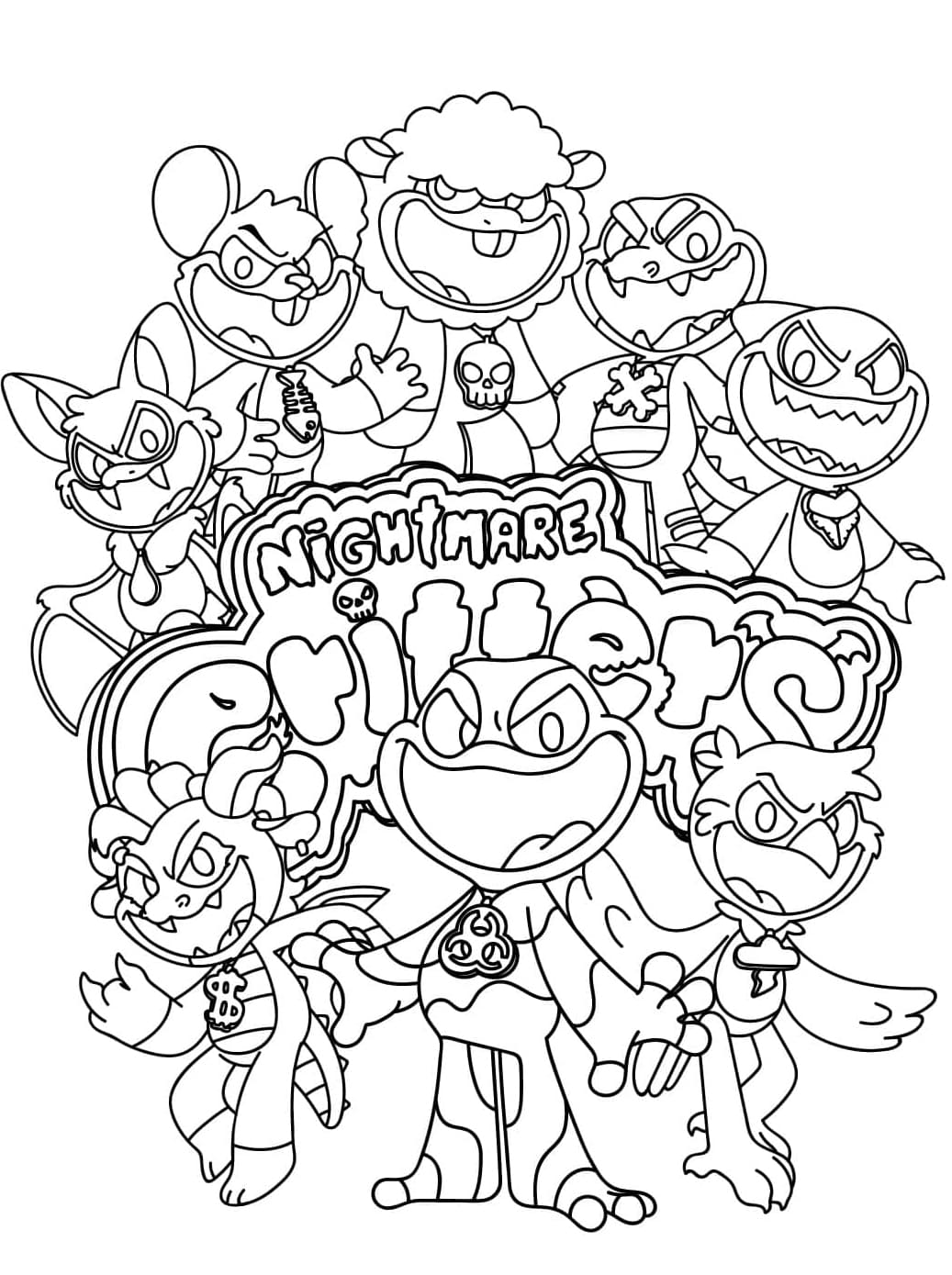 Nightmare Critters i Poppy Playtime 4 Tegninger til Farvelægning