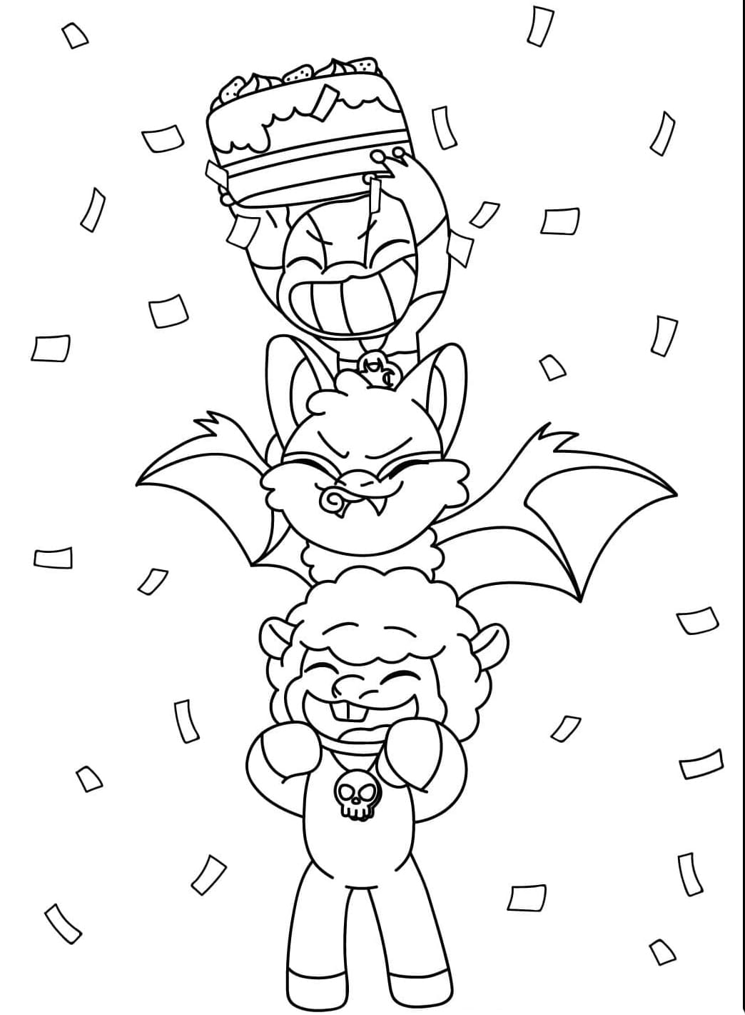 Nightmare Critters I sød stil Tegninger til Farvelægning