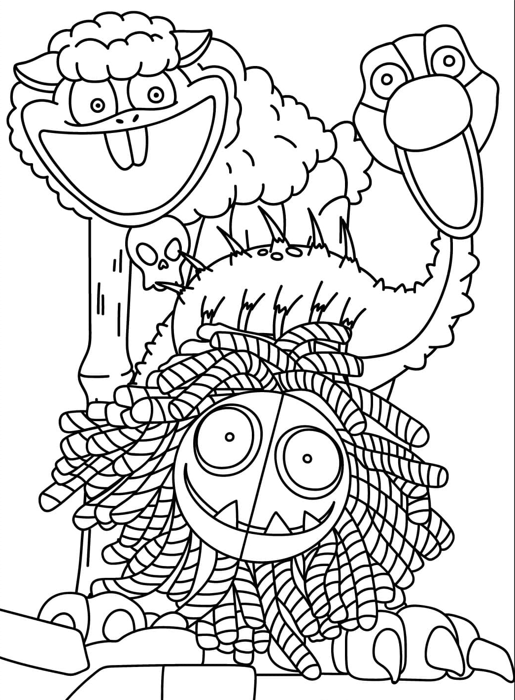 Nightmare Critters Og Yarnaby Tegninger til Farvelægning