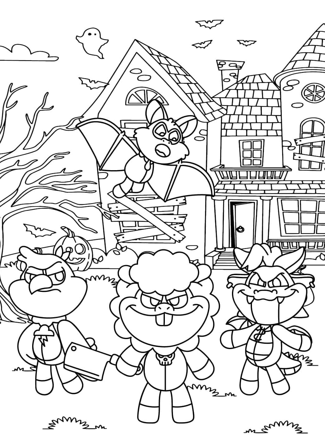 Nightmare Critters På Halloween-aften Tegninger til Farvelægning