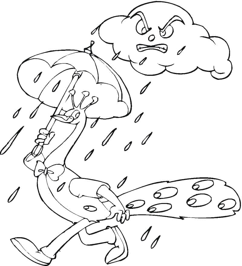 Påfugl under regnen gratis Tegninger til Farvelægning