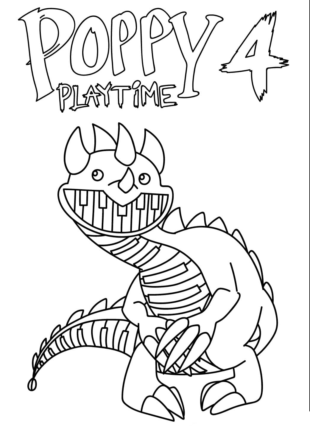 Pianosaurus i Poppy Playtime 4 Tegninger til Farvelægning
