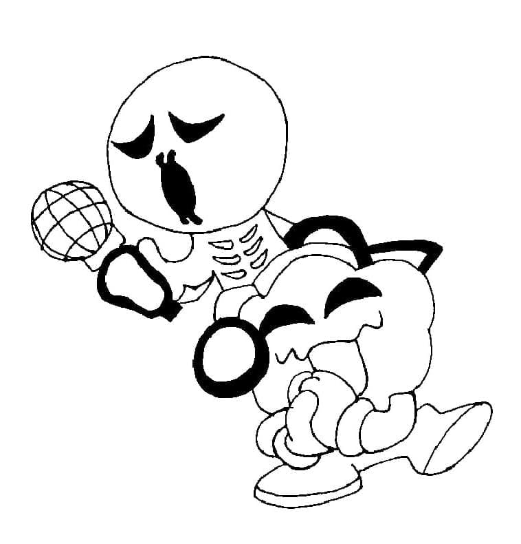 Skid og Pump Friday Night Funkin Tegninger til Farvelægning