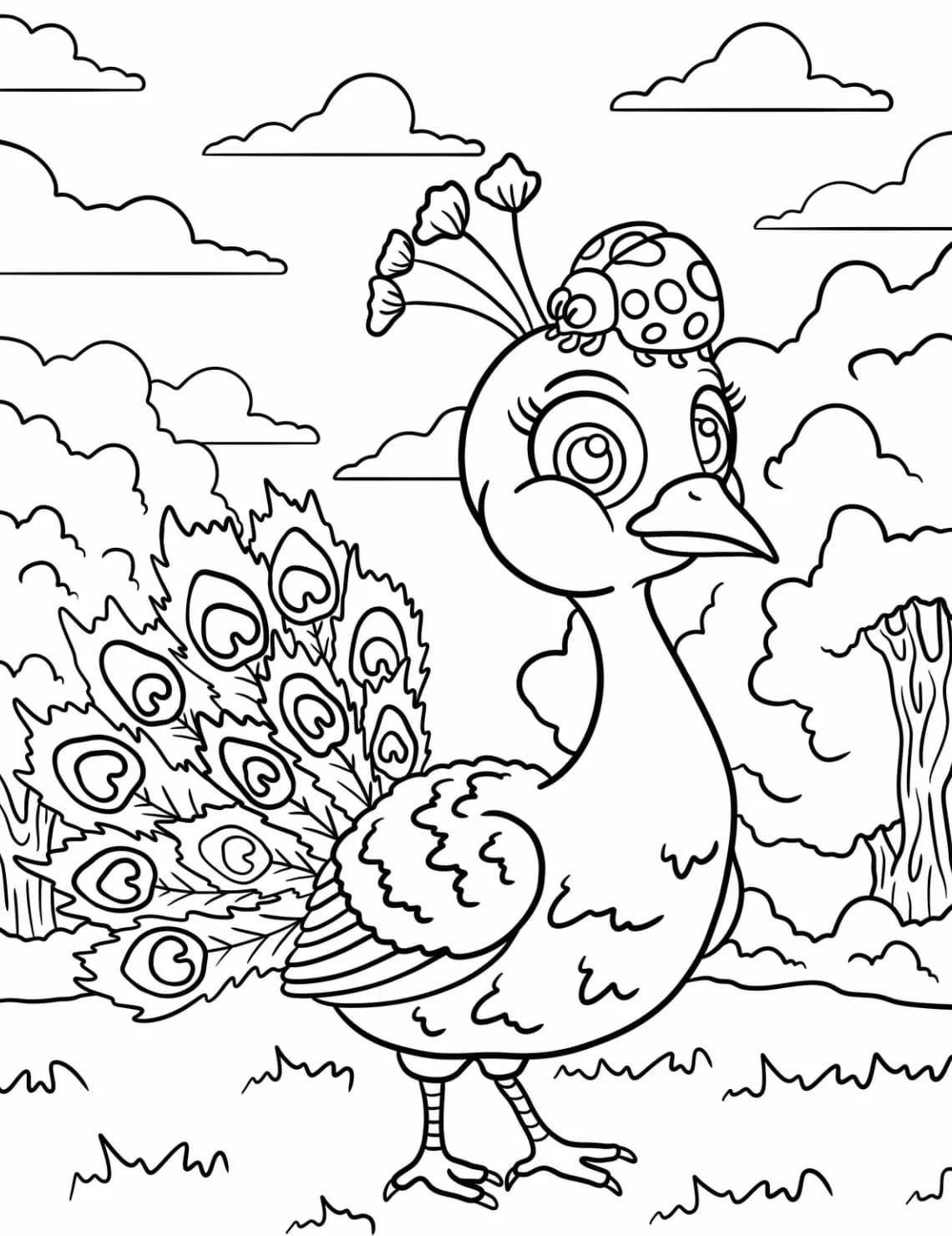 Skønhed påfugl Tegninger til Farvelægning