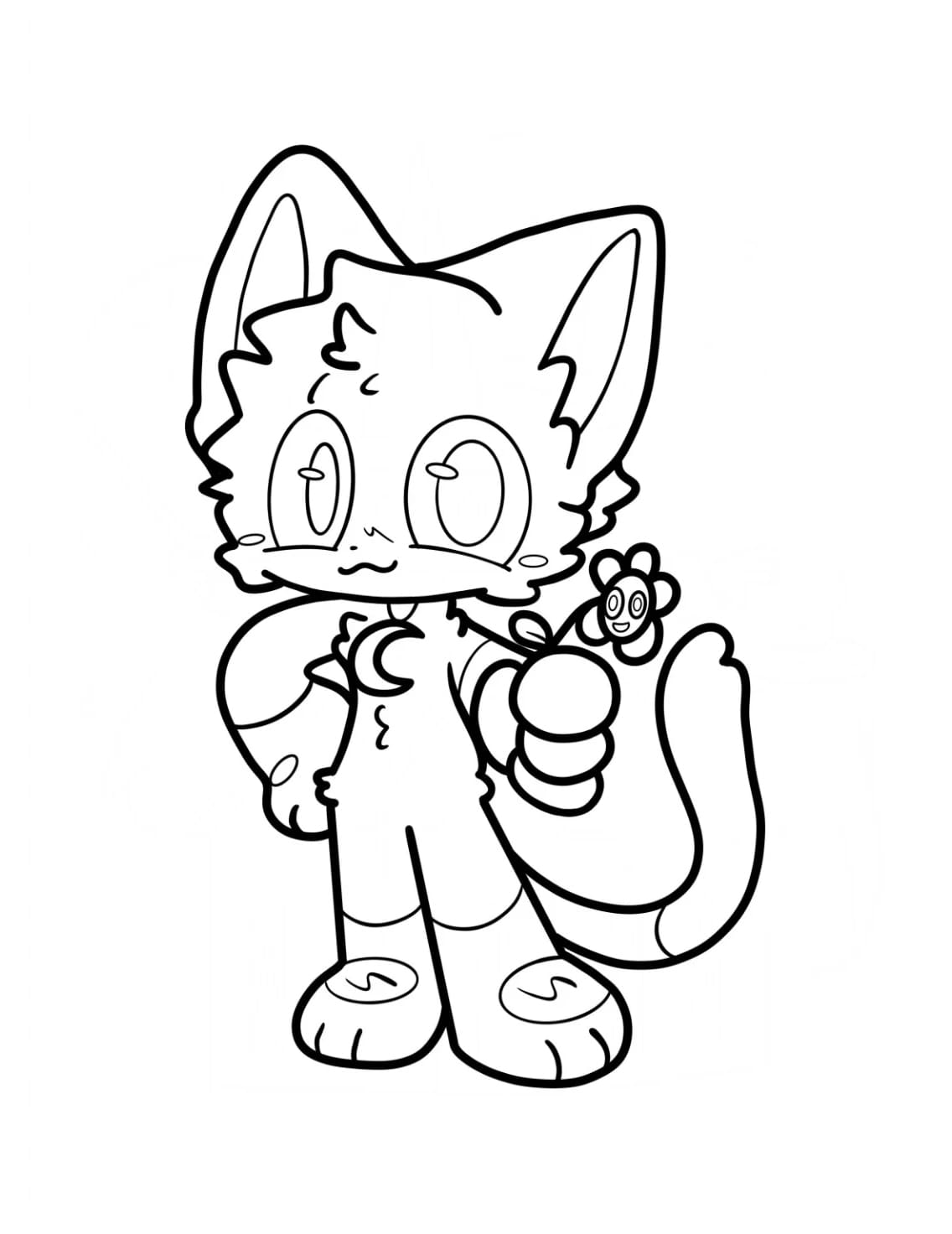 Smiling Critters Chibi CatNap Tegninger til Farvelægning